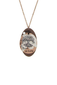 Tree of life disk pendant necklace