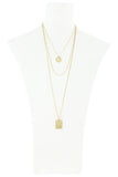 Square and circle disks multi layer necklace