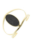 Zig zag patterned oval open cuff bracelet