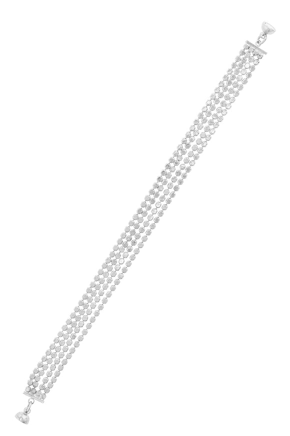 Shiny four row dotted chain bracelet