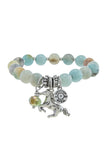 Horse charm semi precious bead stretch bracelet