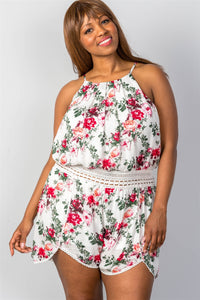 Ladies fashion plus size  floral print  romper