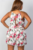 Ladies fashion plus size  floral print  romper