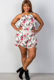 Ladies fashion plus size  floral print  romper