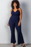 Ladies fashion plus size lace up split leg plus size jumpsuit