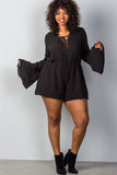 Ladies fashion plus size plunging v-neck plus size romper