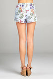 Ladies fashion plus size elastic waist floral print woven short pants