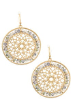 Mandala cut out beaded round dangle earring