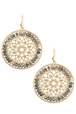 Mandala cut out beaded round dangle earring