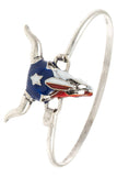 Red white blue bull paint accent bangle bracelet