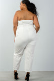 Ladies fashion plus size bow detail at front strapless jumpsuit palazzo pants