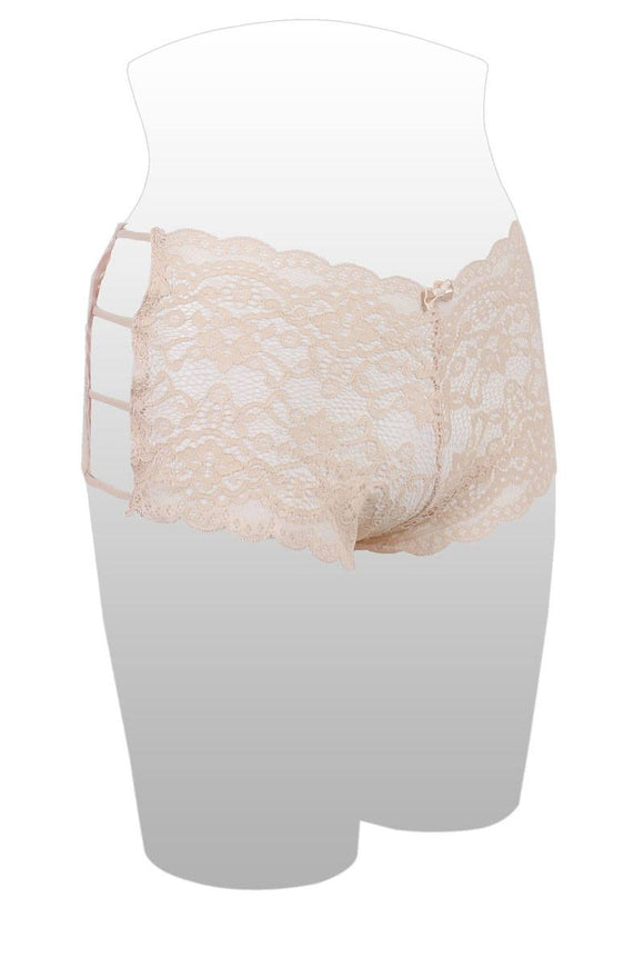 Ladies plus size caged lace hipster