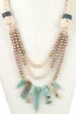 Ladies multi bead fringe semi precious stone rope necklace