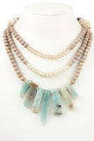 Ladies multi bead fringe semi precious stone rope necklace