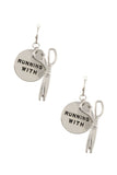 Ladies running with...disk dangle earring