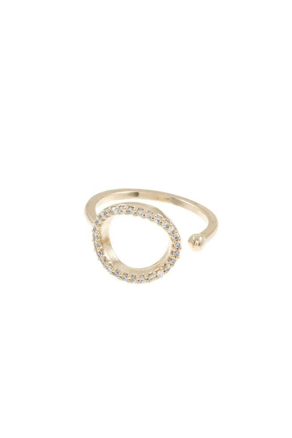 Ladies cz stone cuff brass ring