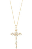 Ladies pearl accent cross pendant long necklace