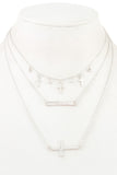 Ladies fashion multi cross dangle layered necklace
