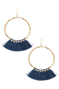 Ladies fashion round tassel link dangle earring