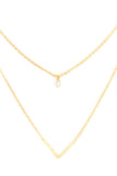 Ladies fashion cz stone v pendant layered necklace