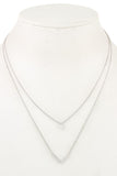 Ladies fashion cz stone v pendant layered necklace