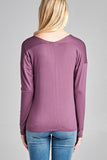 Ladies fashion plus size long dolman sleeve v-neck rayon spandex knit top