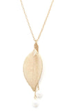 Leaf pearl pendant necklace