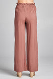 Ladies fashion plus size self ribbon detail long wide leg dot print woven pants