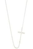 Side cross pendant short necklace