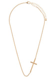 Side cross pendant short necklace