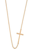 Side cross pendant short necklace