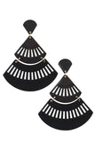 Tiered wooded cut out drop earring