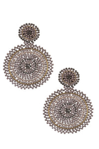 Round woven glass bead dangle earring