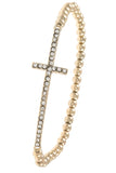 Rhinestone pave beaded cross bracelet