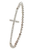 Rhinestone pave beaded cross bracelet