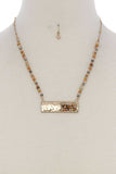 Patina rectangular shape open beaded pendant short necklace