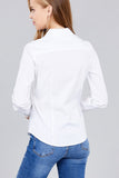 Ladies fashion plus size long sleeve button down stretch shirt