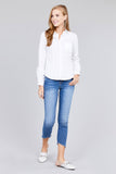 Ladies fashion plus size long sleeve button down stretch shirt