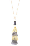 Multi link tassel pendant elongated necklace