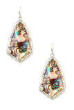 Hamemred framed faceted opal stone earring