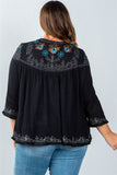 Ladies fashion plus size embroidery flower tassel cardigan