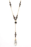 Tear drop bead y shape long necklace