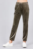 Ladies fashion plus size waist drawstring velvet jogger pants