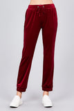 Ladies fashion plus size waist drawstring velvet jogger pants