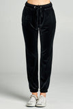 Ladies fashion plus size waist drawstring velvet jogger pants