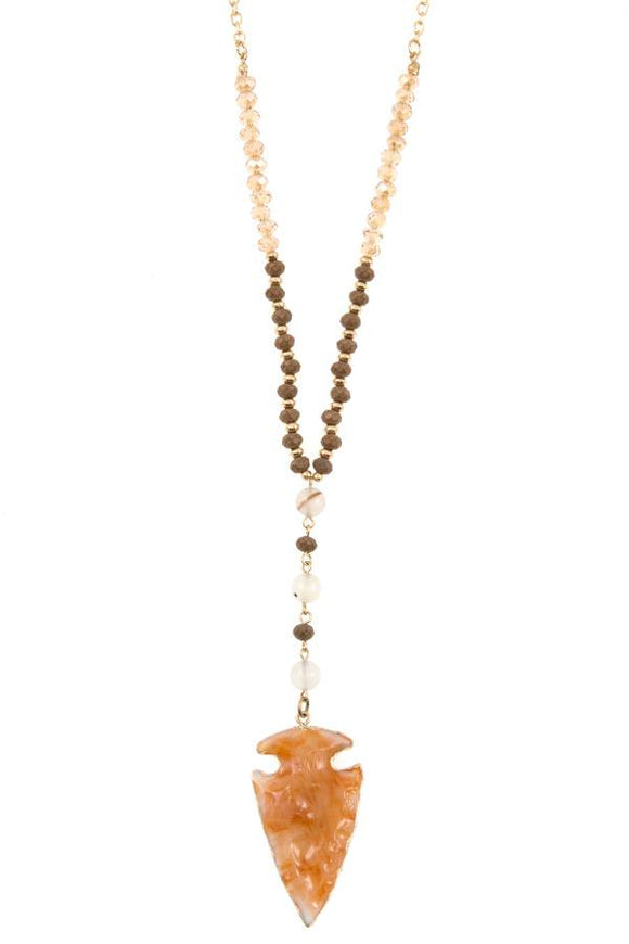 Hammered arrowhead beaded necklace set