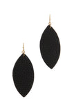 Pointed oval faux leather drop earring