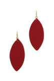 Pointed oval faux leather drop earring