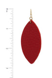 Pointed oval faux leather drop earring