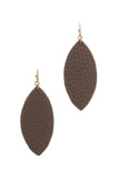 Pointed oval faux leather drop earring